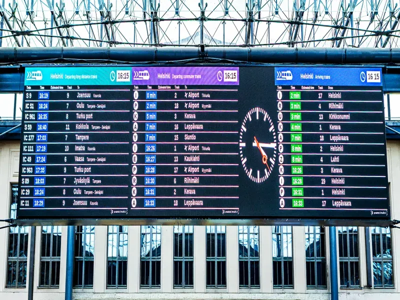 Teleste Modernizes Helsinki Central Station With Advanced RGB LED Passenger Information Display