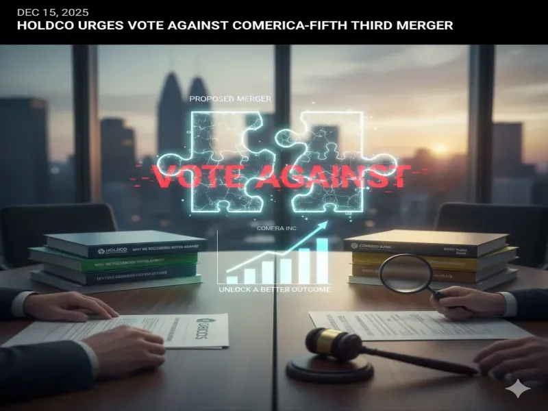 HoldCo Urges Comerica Shareholders to Vote Against Fifth Third Deal, Citing Process Flaws, Valuation, and Litigation