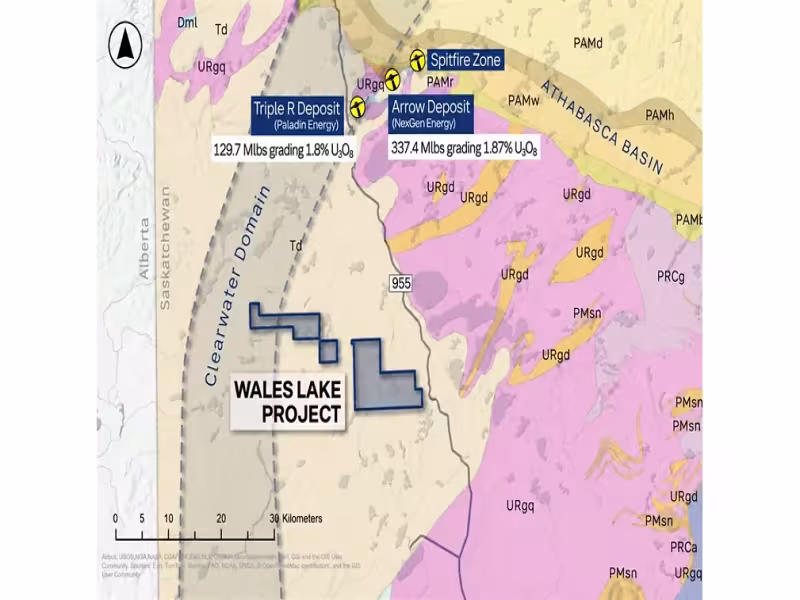 Blast Resources Maps 10km Tectonic Break at Wales Lake Uranium Project