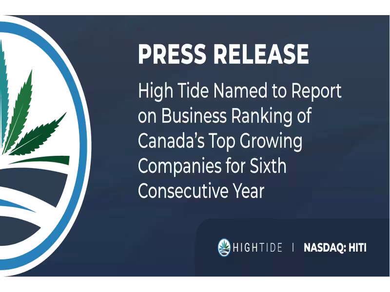 High Tide Ranks No. 315 on Canada's Top Growing Companies List