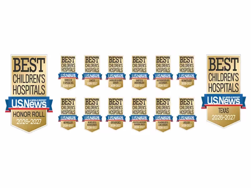 Texas Children's Tops U.S. News Honor Roll, No. 1 in Texas 18th Year